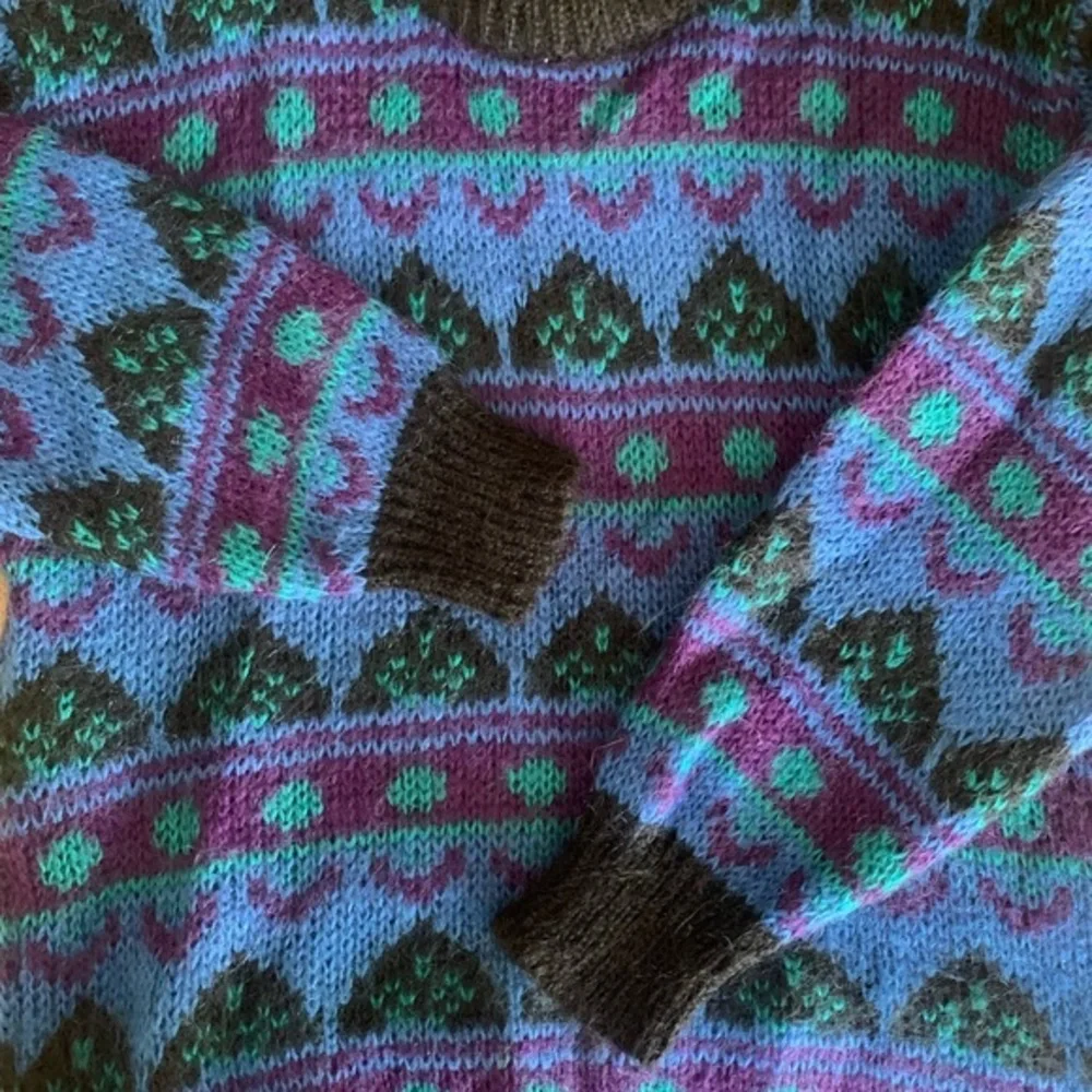 Unisex Med Mohair Acrylic Pullover Retro 90s Granny Sweater Geometric Gallagher‎